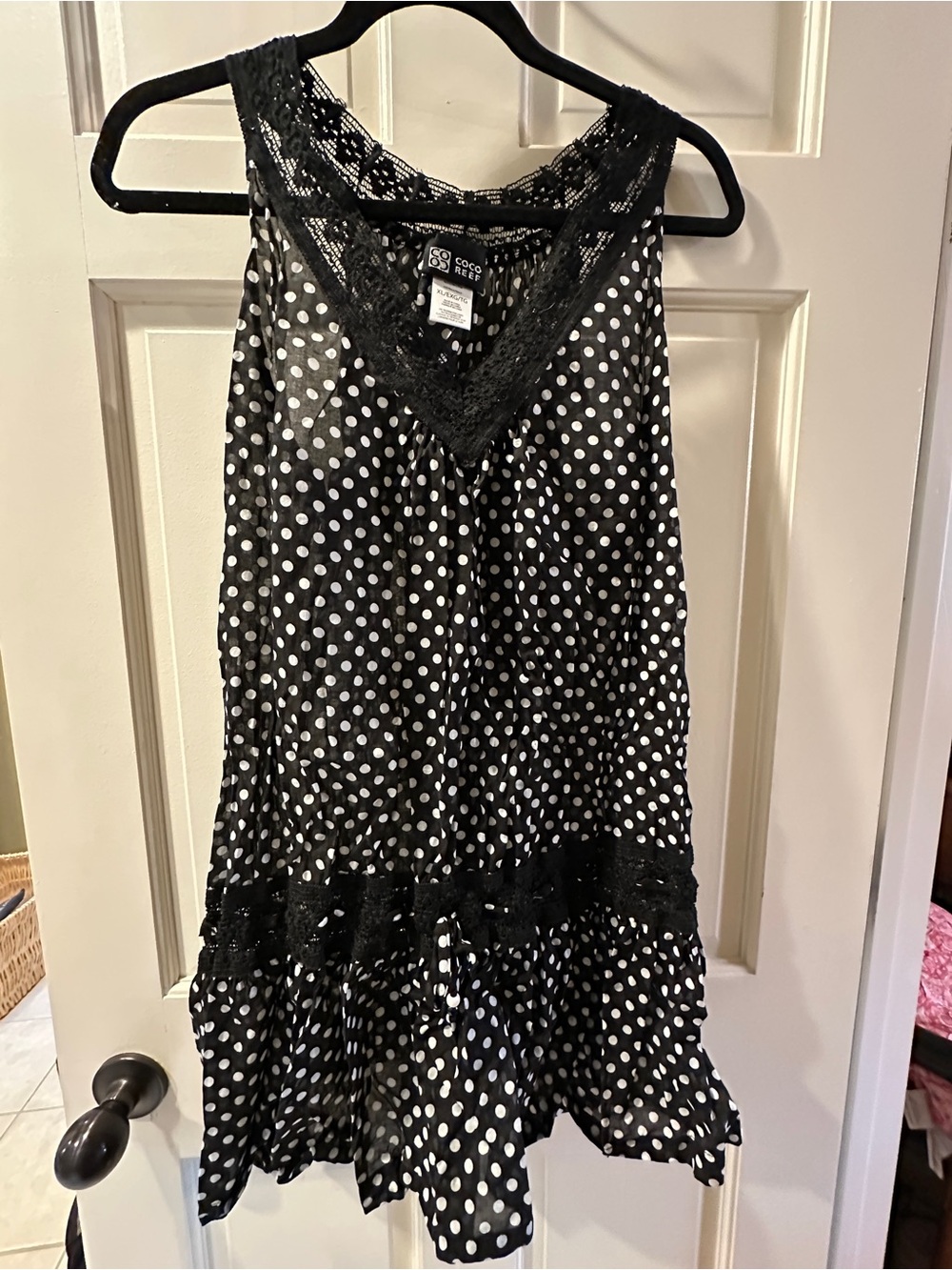 Coco Reef Black Polka Dot Lace-Trim cover up
